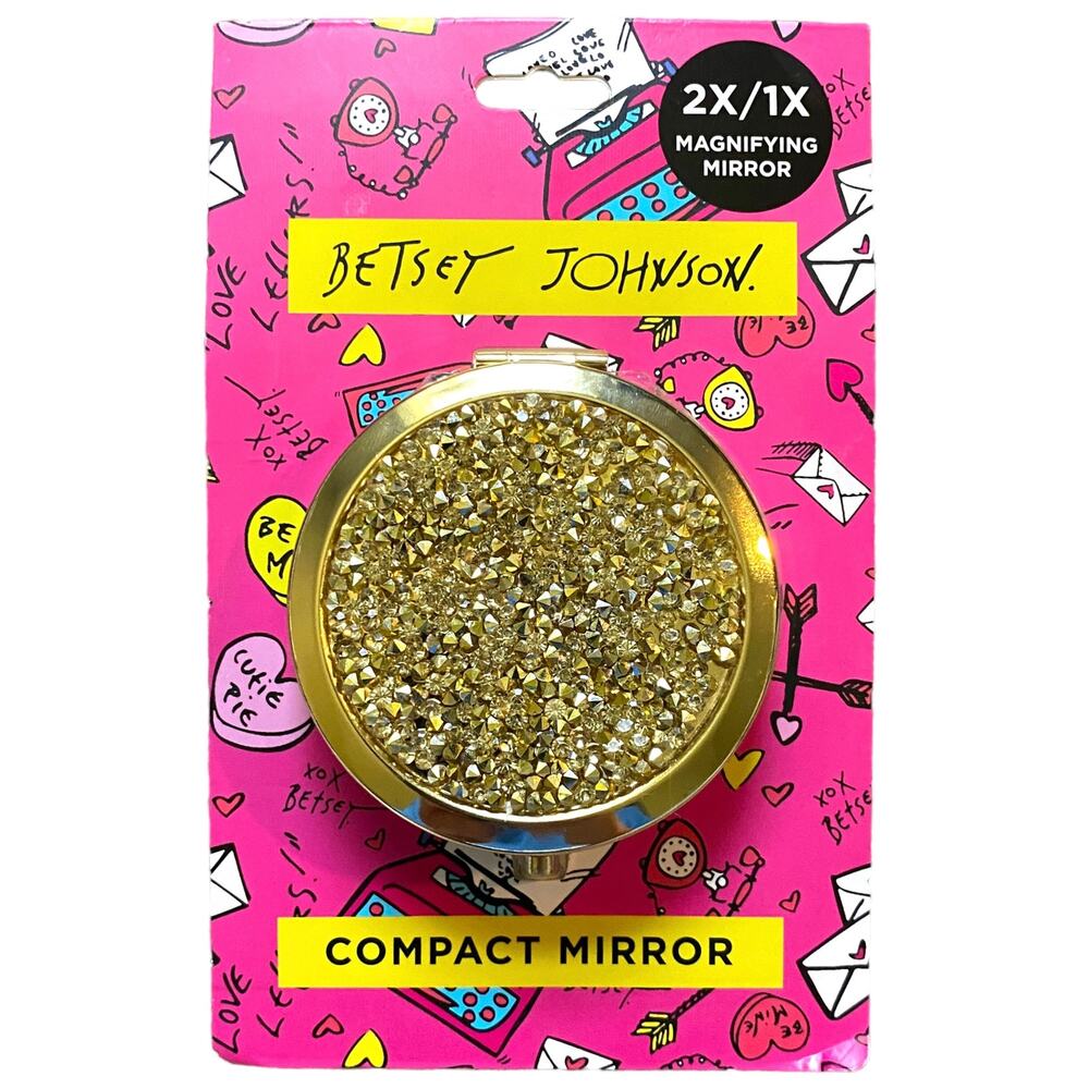 Betsey Johnson Gold Glitter Compact Mirror